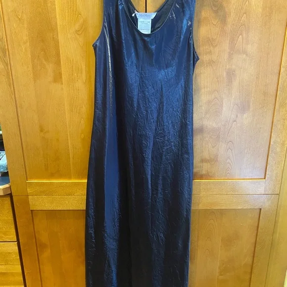 MaxMara Navy Talete Satin Midi Dress - Picture 10 of 13